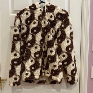 Brown and Cream Sherpa Jacket with hood